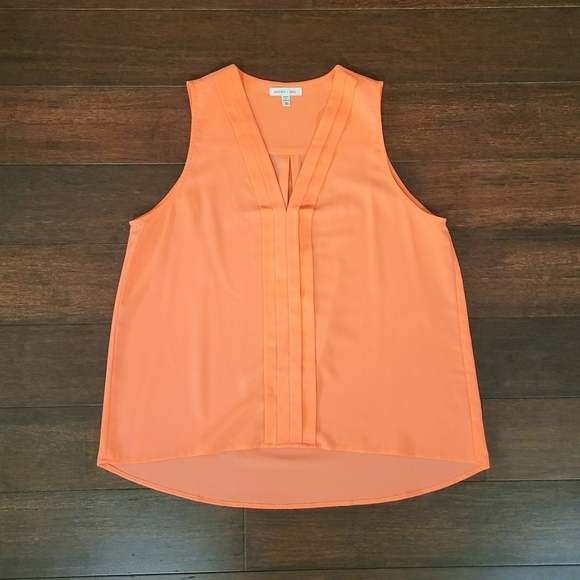 Sophia & Zeke Bright Coral V-Neck Pleated Lightweight Pullover Blouse Women's XL - Picture 5 of 6